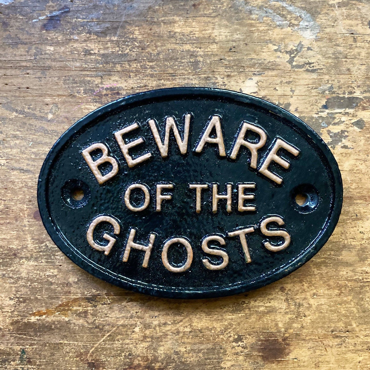 Beware of the Ghosts Cast Iron Sign Plaque