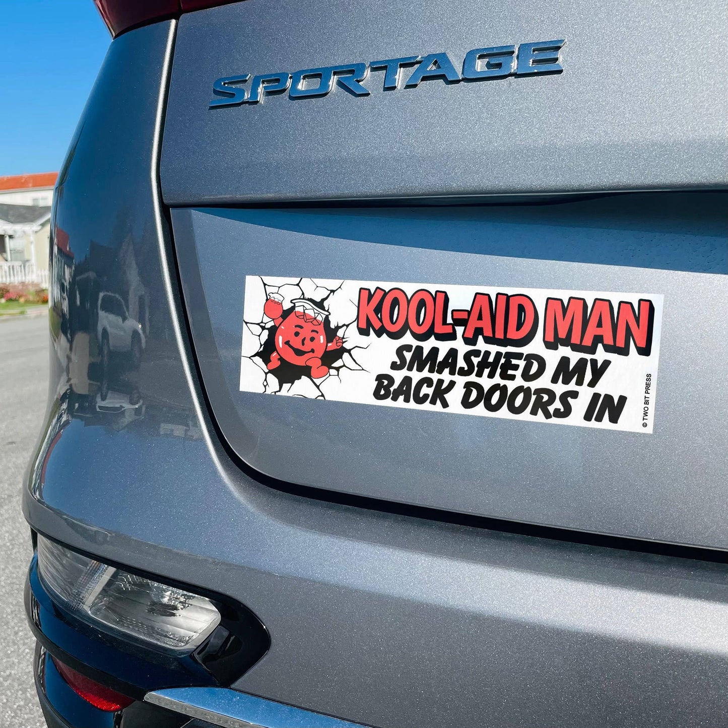 Kool-Aid Man SMASHED MY BACK DOORS Bumper Sticker