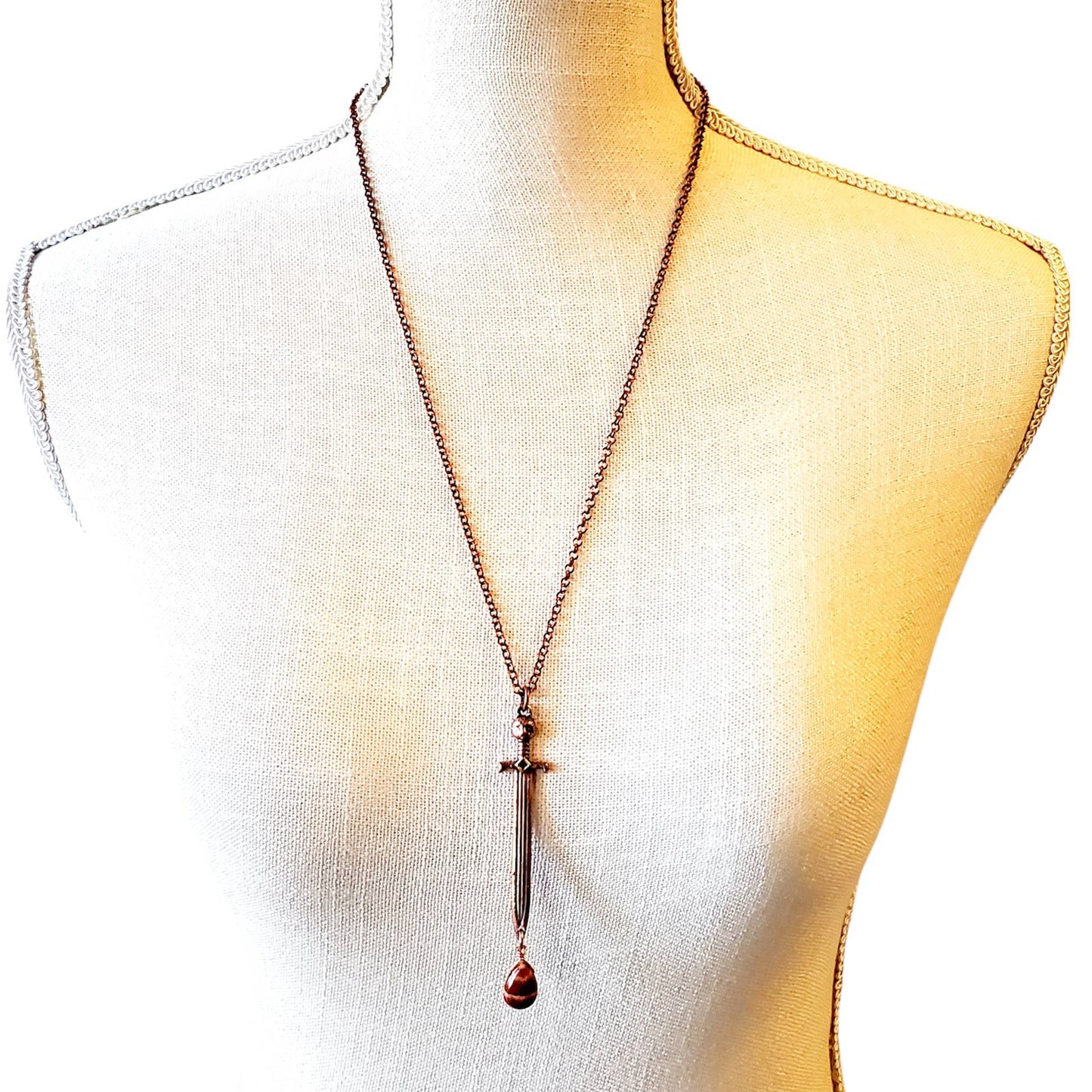 Merging Metals Double Edged Sword Necklace - Antique Copper