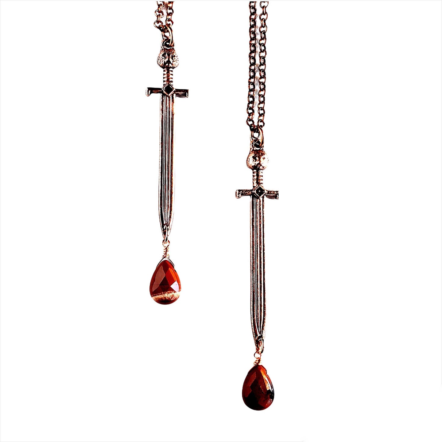 Merging Metals Double Edged Sword Necklace - Antique Copper