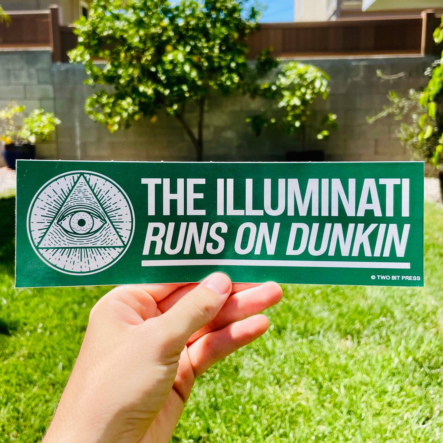 Illuminati Runs on Dunkin Bumper Sticker