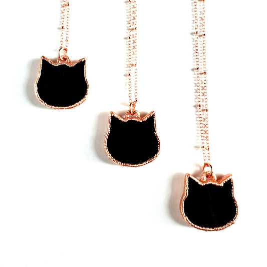 Obsidian Cat Necklace by Merging Metals