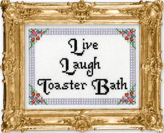 Subversive Cross Stitch Kit: Live, Laugh, Toaster Bath