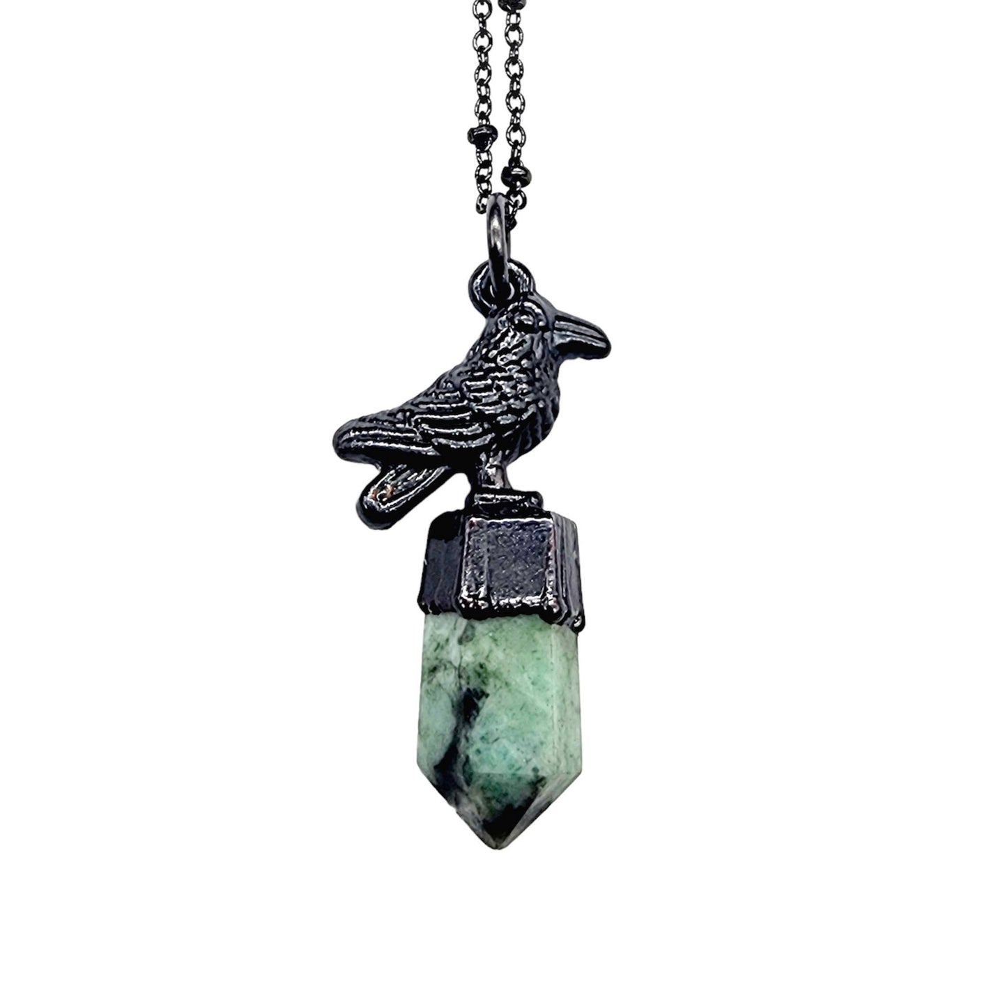 Crystal Crow Necklace - Emerald