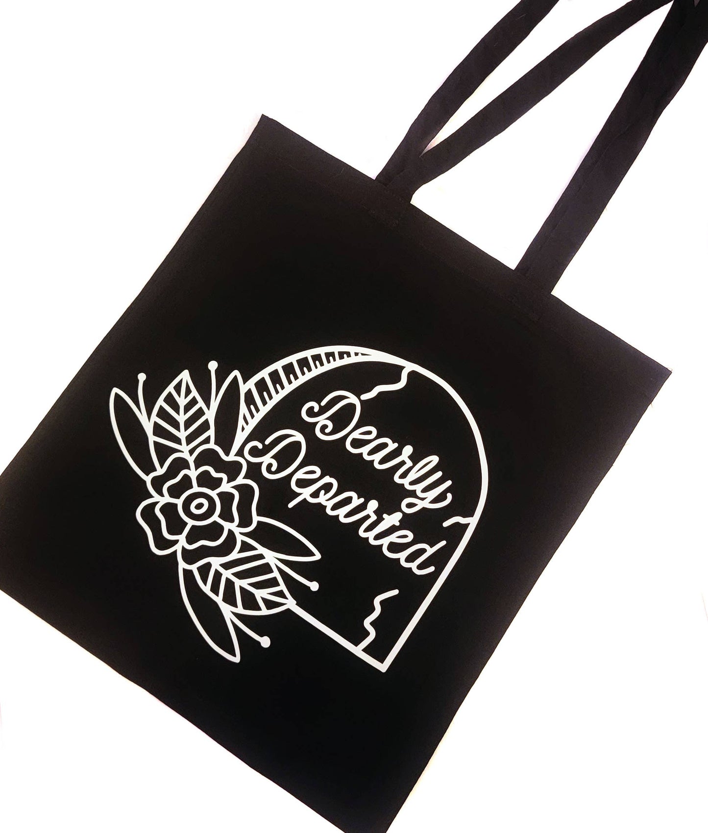 Printy Vibes Dearly Departed Gravestone Tote Bag