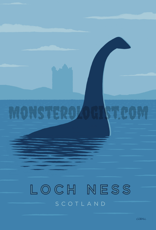 Monsterologist Loch Ness, Scotland travel poster print 6x9