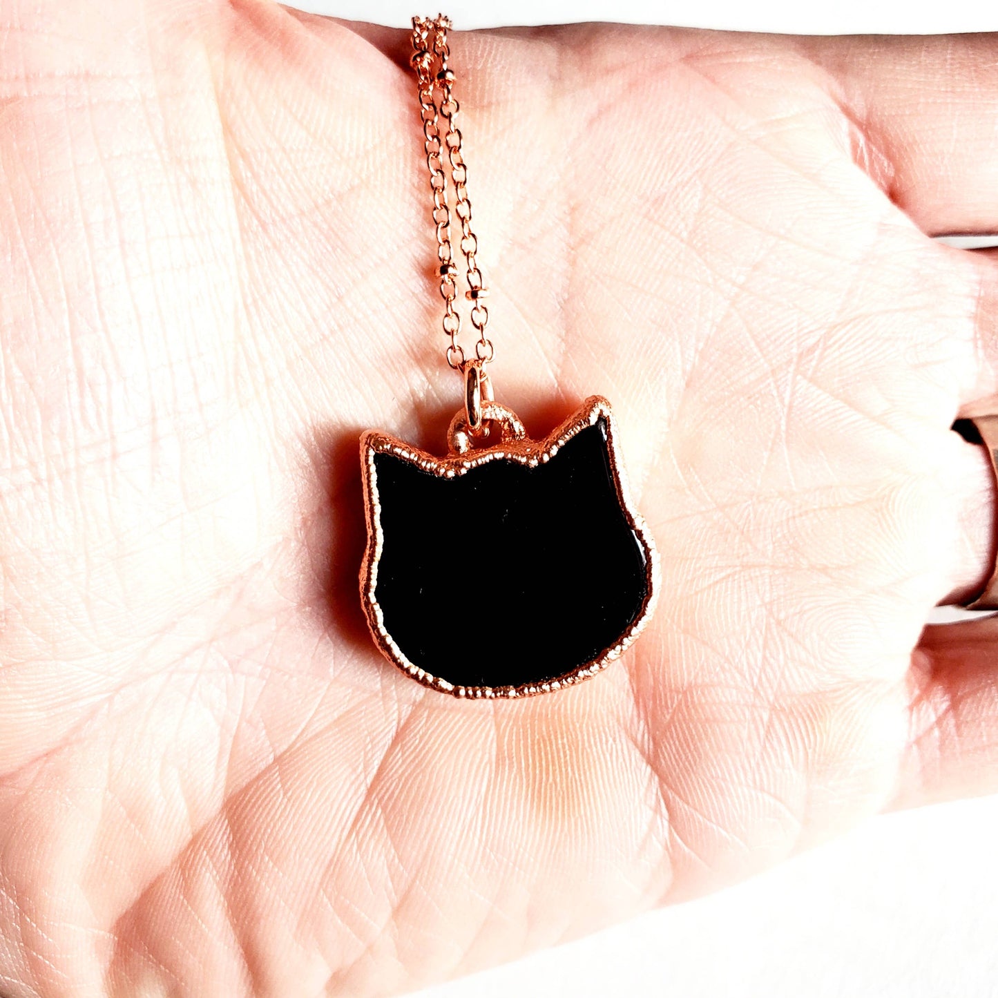 Obsidian Cat Necklace by Merging Metals