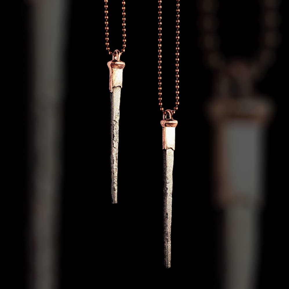 Coffin Nail Necklace - Antique Copper by Merging Metals