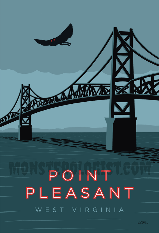 Monsterologist Point Pleasant, West Virginia Mothman travel poster print 6x9