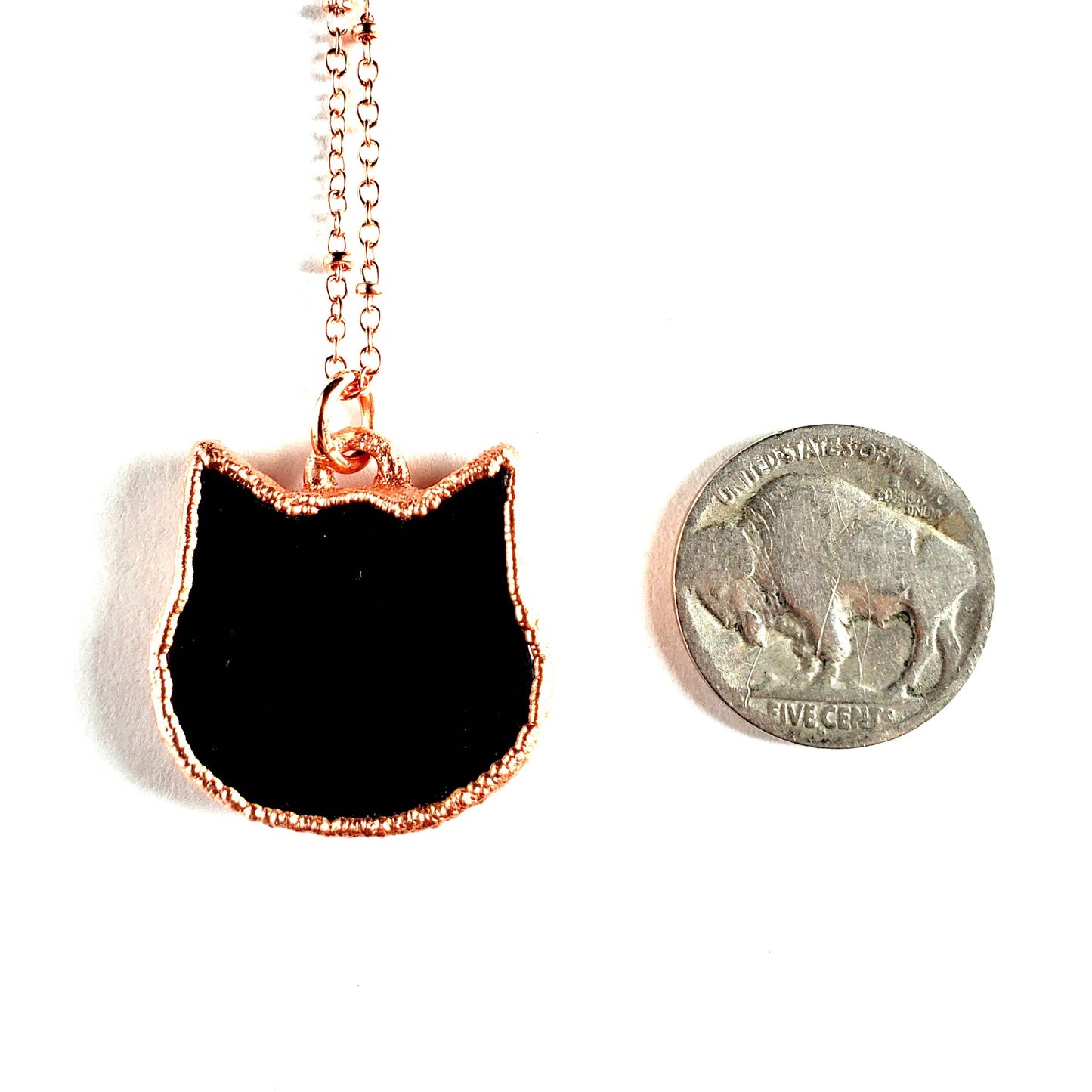 Obsidian Cat Necklace by Merging Metals