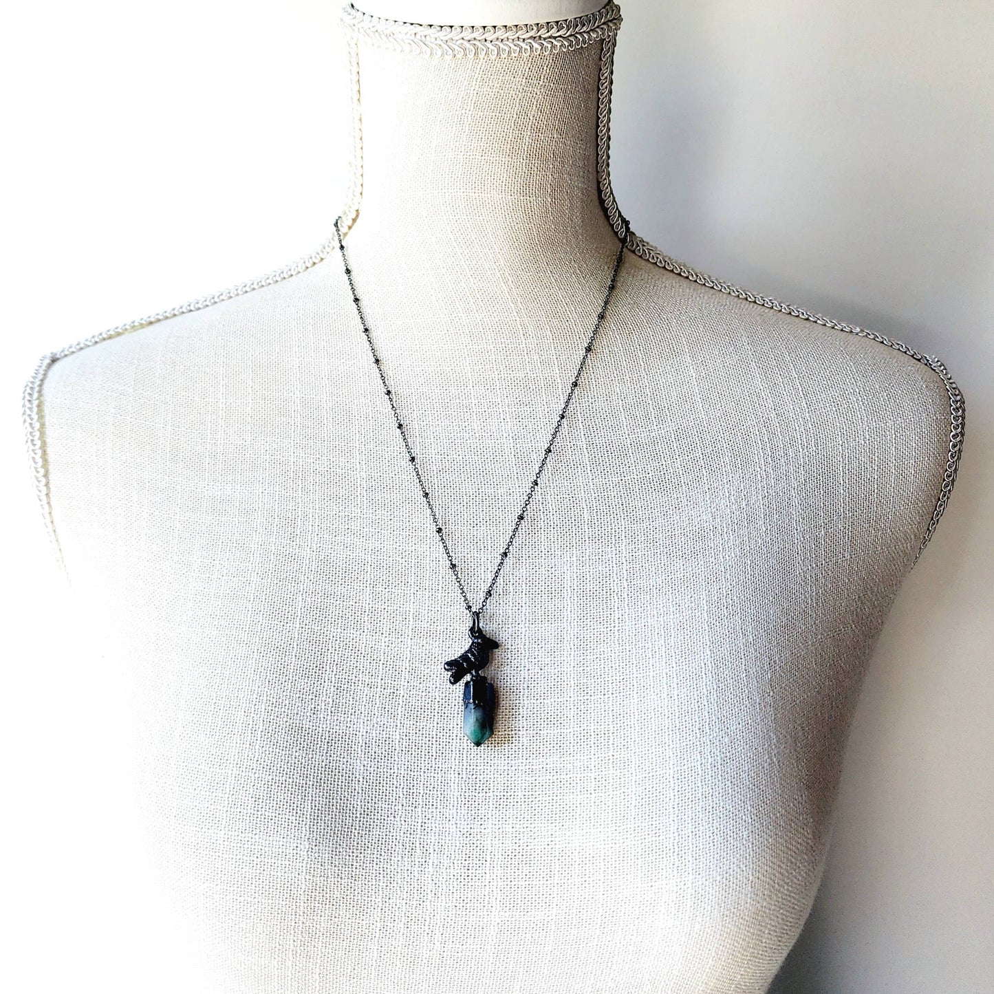 Crystal Crow Necklace - Emerald