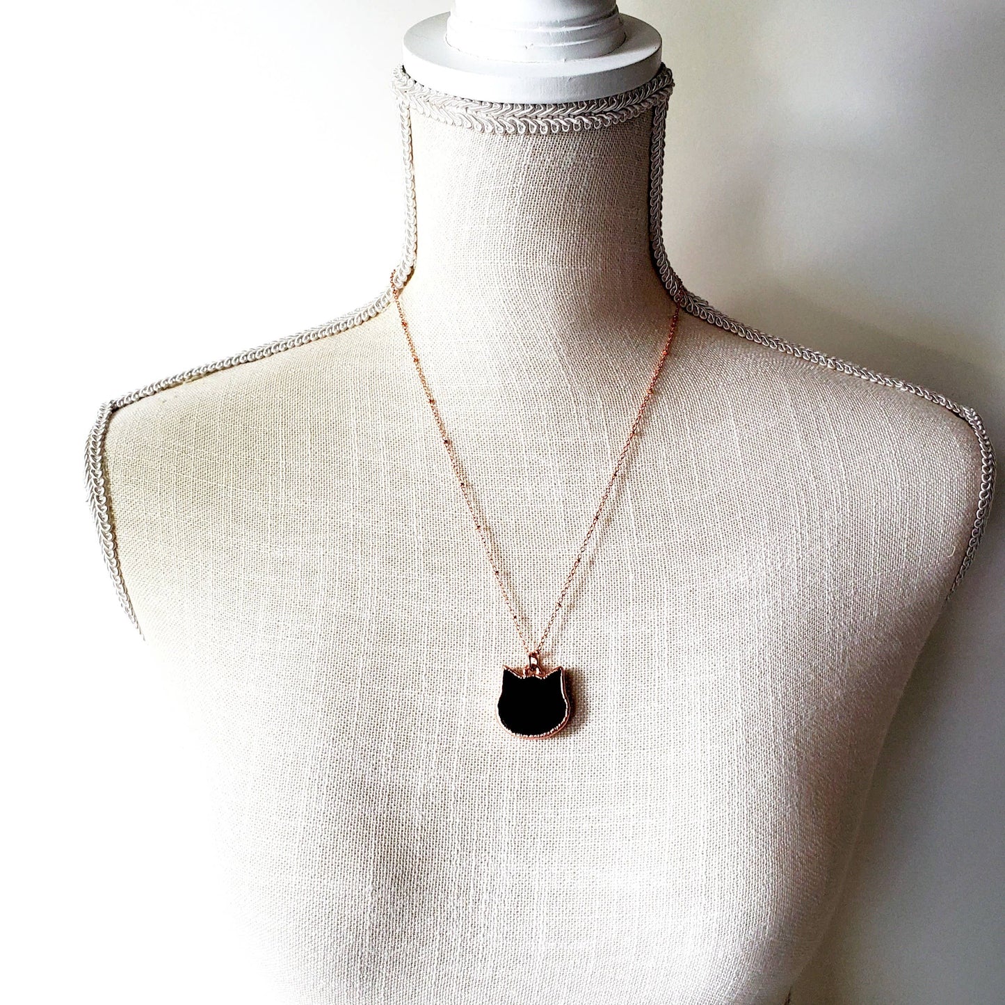 Obsidian Cat Necklace by Merging Metals