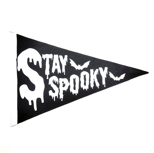 Printy Vibes Stay Spooky Halloween 10X15 Black Felt Pennant