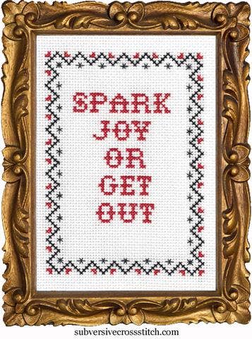 Subversive Cross Stitch Kit: Spark Joy or Get Out