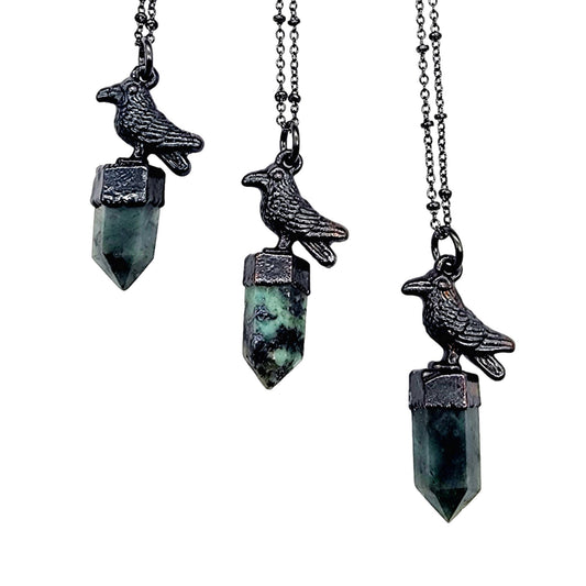 Crystal Crow Necklace - Emerald