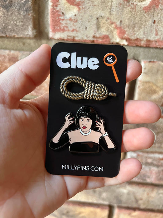 Cult Classic “Clue” Horror Movie Pin Set - Mrs. White & Rope