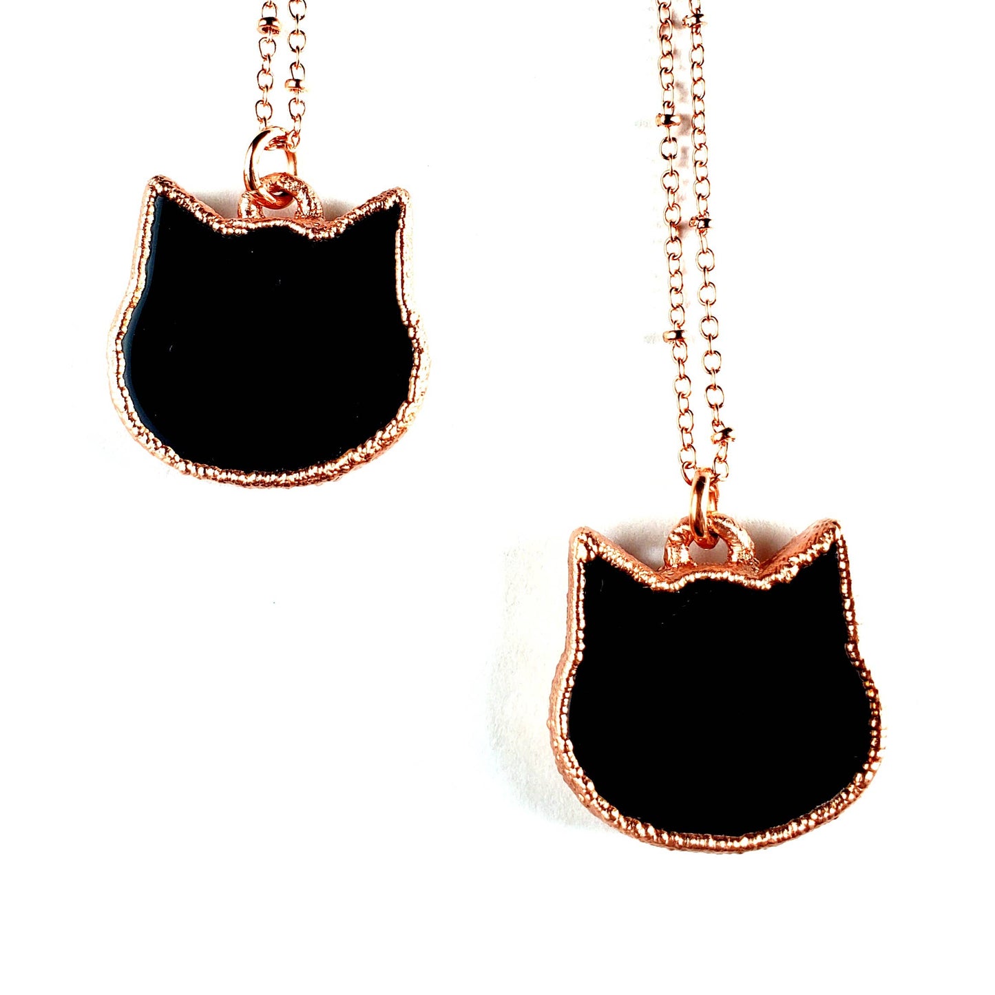 Obsidian Cat Necklace by Merging Metals